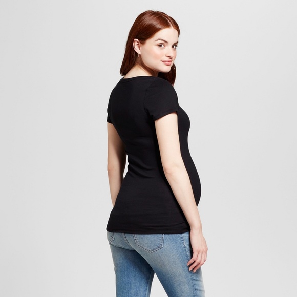 Maternity Almond-Neck T-Shirt #52-43 - Picture 2 of 2